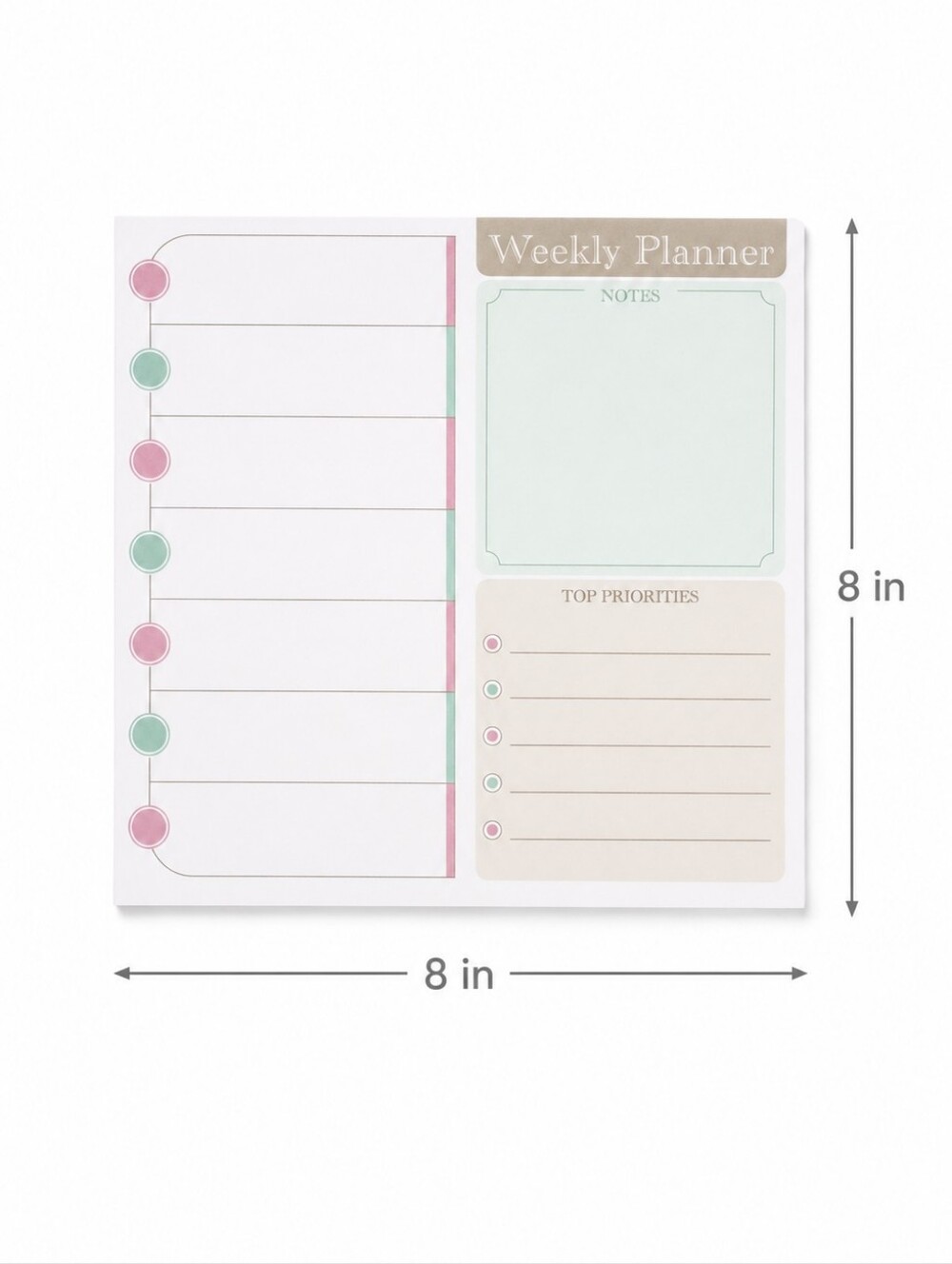 Minimalist Magnetic Weekly Planner Pad 8×8 in Pastel Organizer – 50 Sheets + Pen - Picture 3 of 3